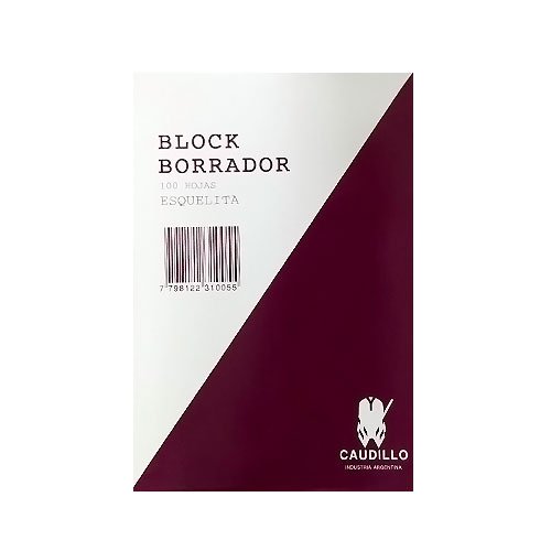 BLOCK BORRADOR CAUDILLO CARTA x100.h. 