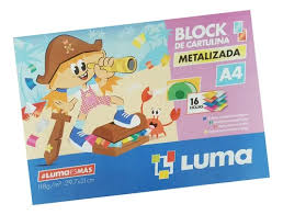 BLOCK CARTULINA METALIZADA A4 x 16h.LUMA