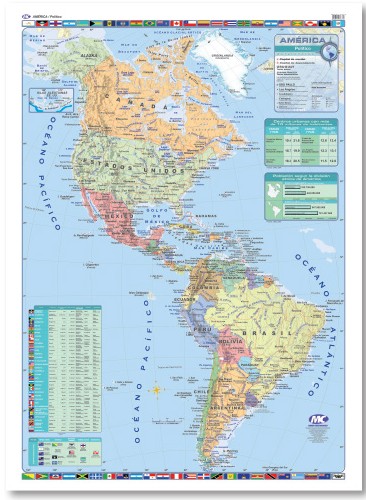 MAPA MURAL 130x95 LAM+V CONT.AME.POLITICO