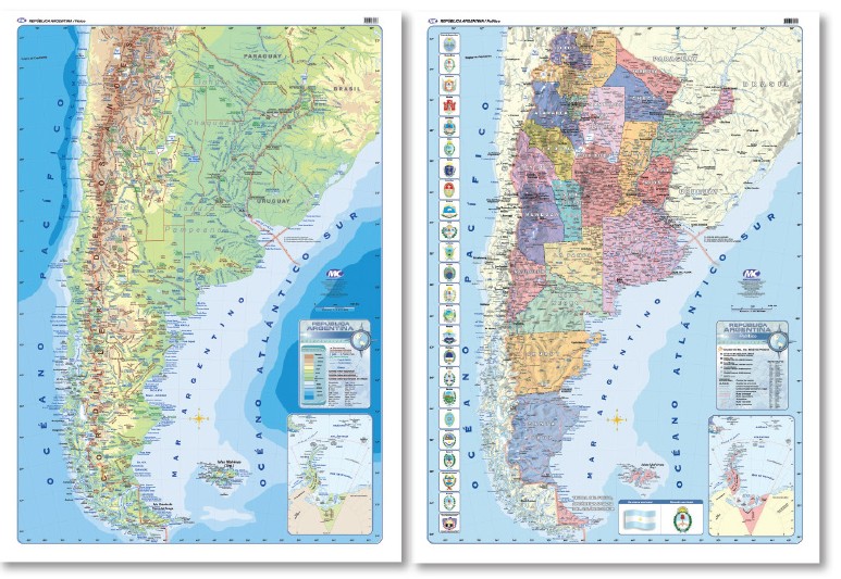 MAPA MURAL 130*95 FIS/POL. BIFAZ - ARGENTINA