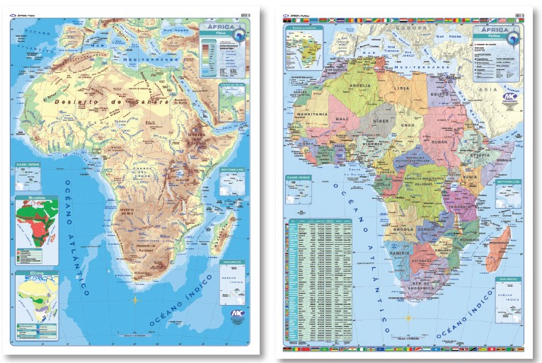 MAPA MURAL 130x95 LAM+V AFRICA FIS/POL