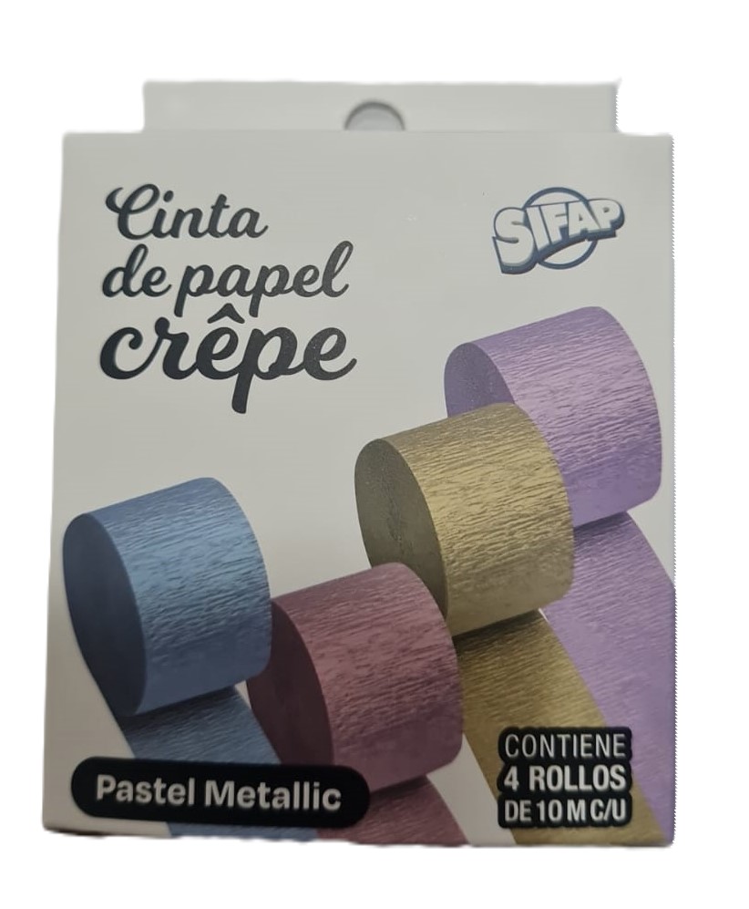 CINTA PAPEL CREPE METALIC x 4 rollos 