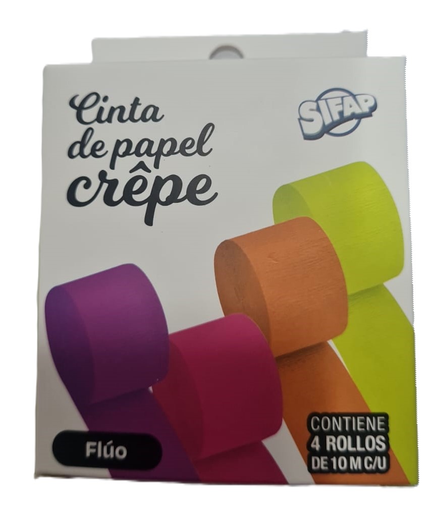 CINTA PAPEL CREPE FLUO x 4 rollos 