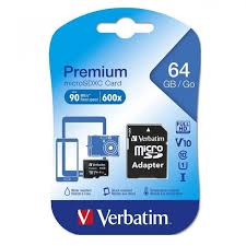 MEMORIA VERBATIM MICRO SD CLASE 10 - 64gb