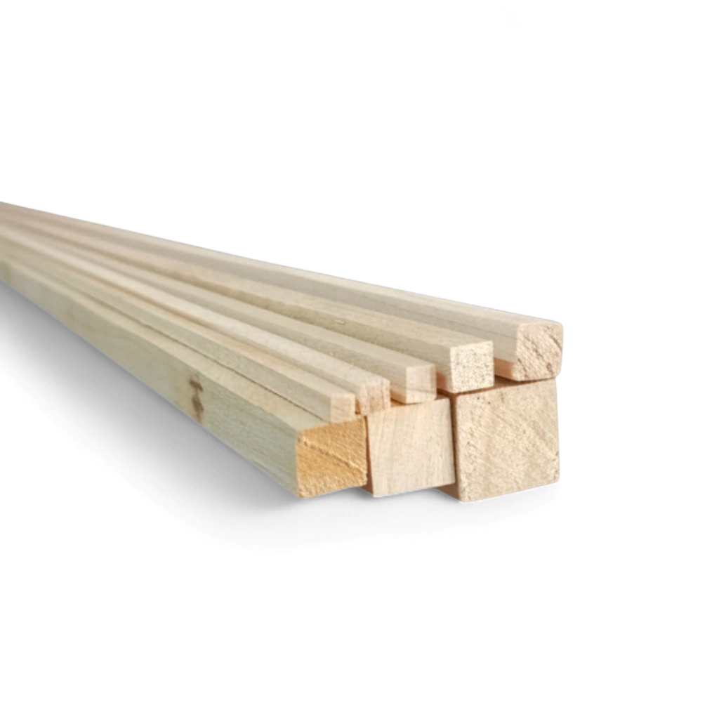 VARILLA MADERA CUADRADA de 10 mm.x 1m.