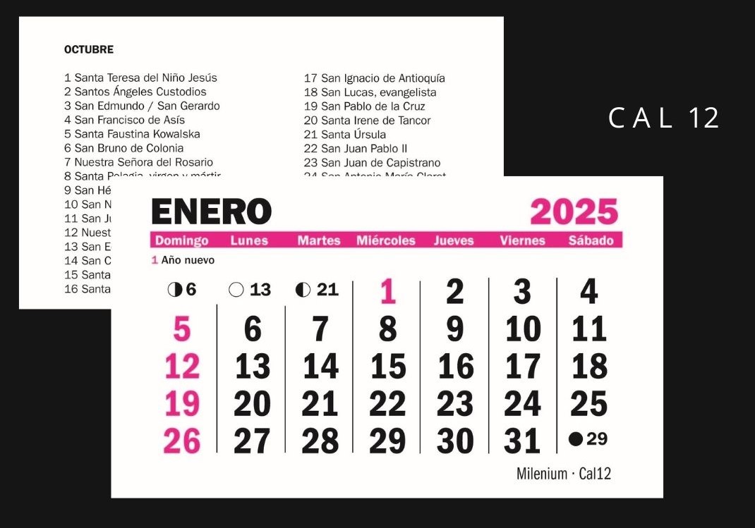 CALENDARIO MENSUAL - 2025 -  10 x 15 cm.