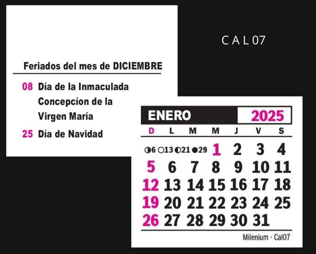 CALENDARIO 2025 - 5 x 5 cm.