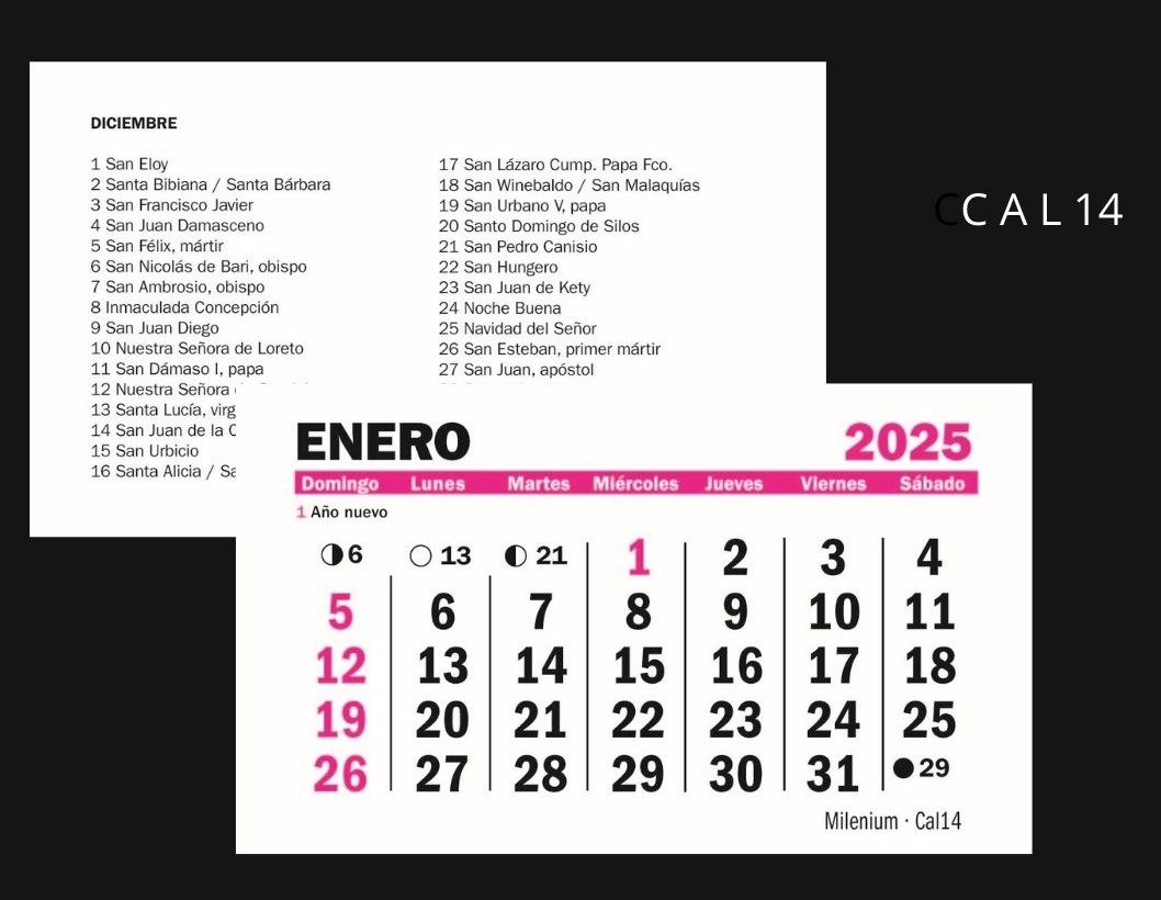 CALENDARIO 2025  - 7.5 x 10 cm.