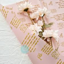 PAPEL COREANO 57x57cm.x1u.ROSA CLARO+TEXTO ORO