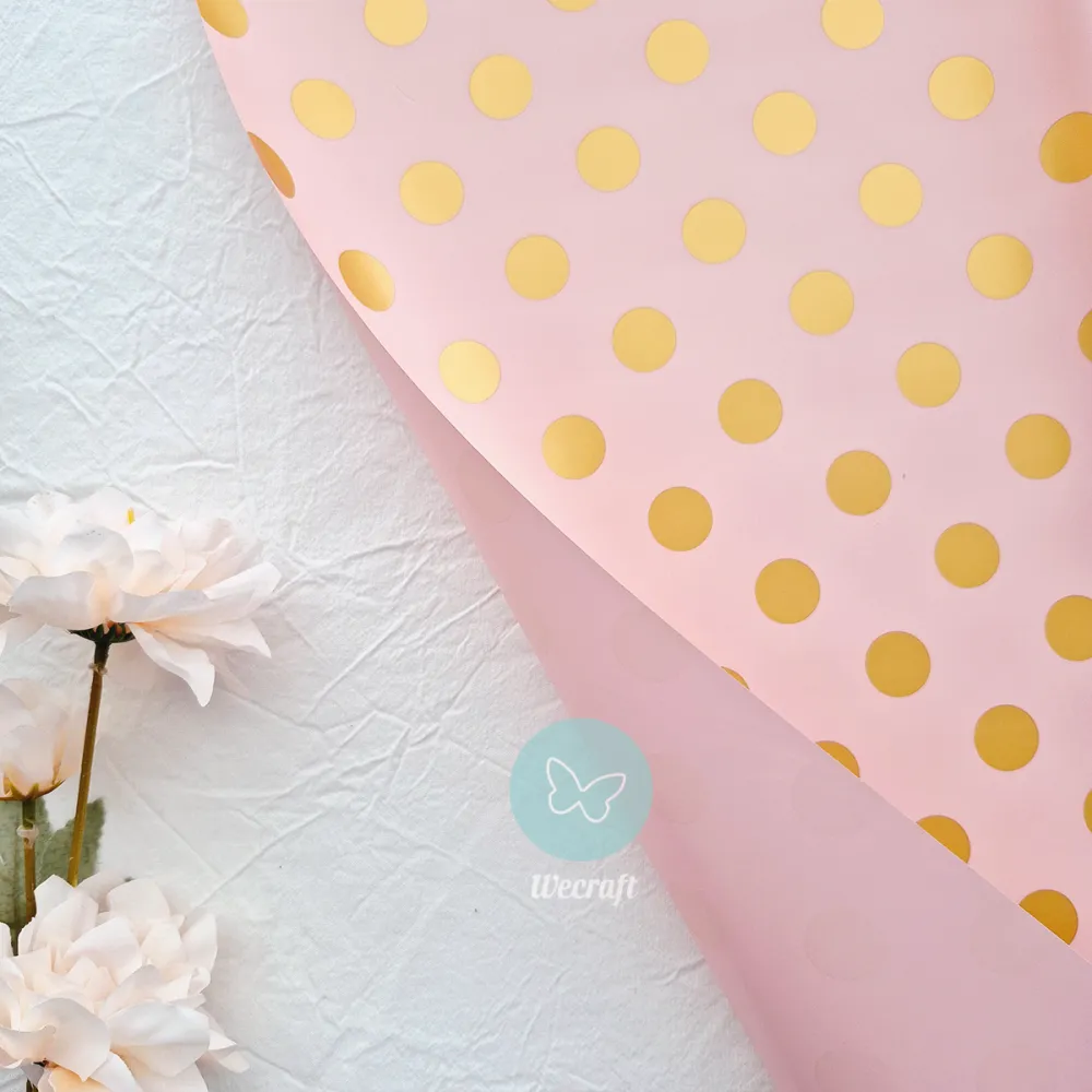 PAPEL COREANO 57x57cm.x1u. ROSA LUNARES ORO