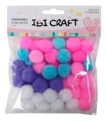 POMPONES 20mm.IBI-x50u. PASTELES