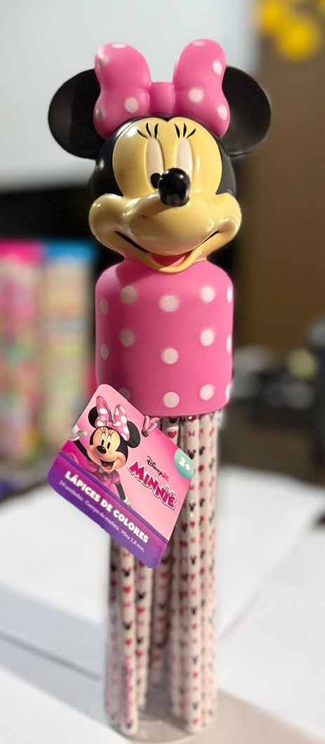 DISNEY MINNIE LAPICES COLOR TUBO PVC x24